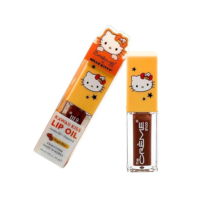 The Crème Shop x Hello Kitty Kawaii Kiss Lip Oil, Hydrating Lip Oil with Jojoba Oil & Vitamin E (Sugar Boo)