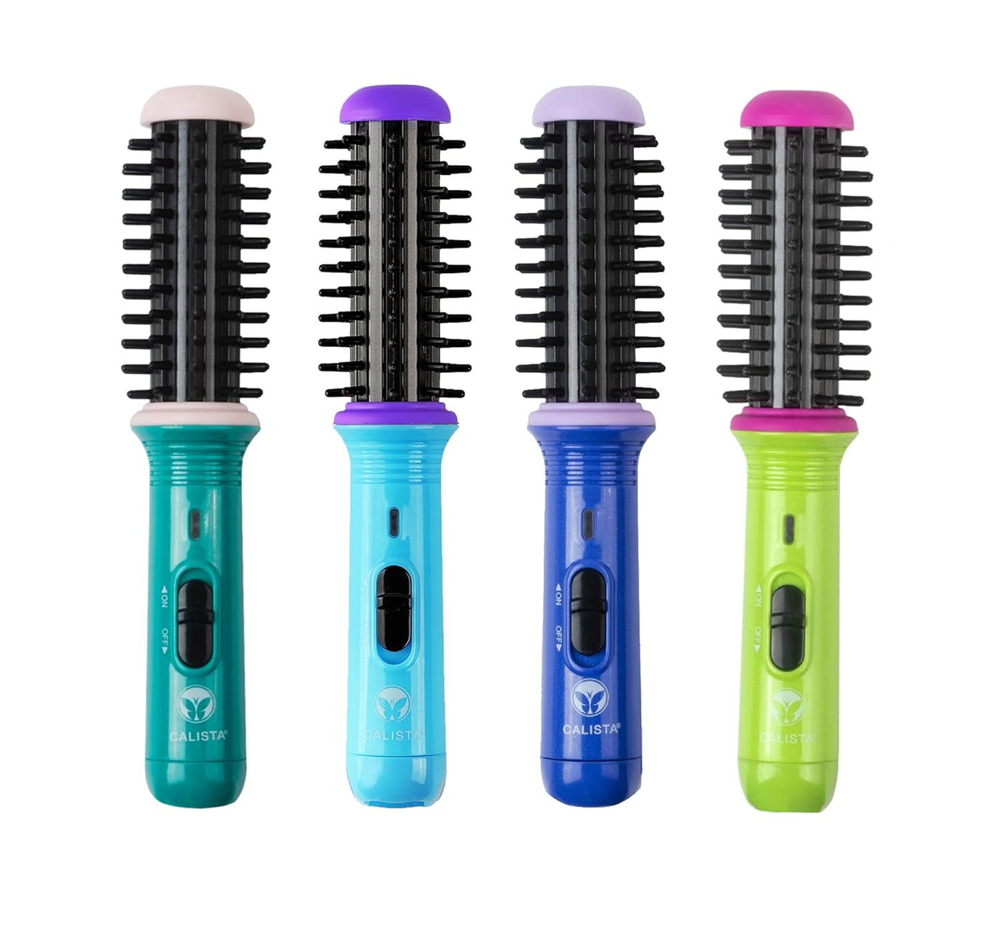 CALISTA GoGo Mini Heated Round Brush | Curl, Touch-Up, De-Frizz, Smooth, and Style Hair with Mini 7” Styling Tool | Heats to 365°F | Perfect Travel Tool | Dual Voltage (Jade Green)