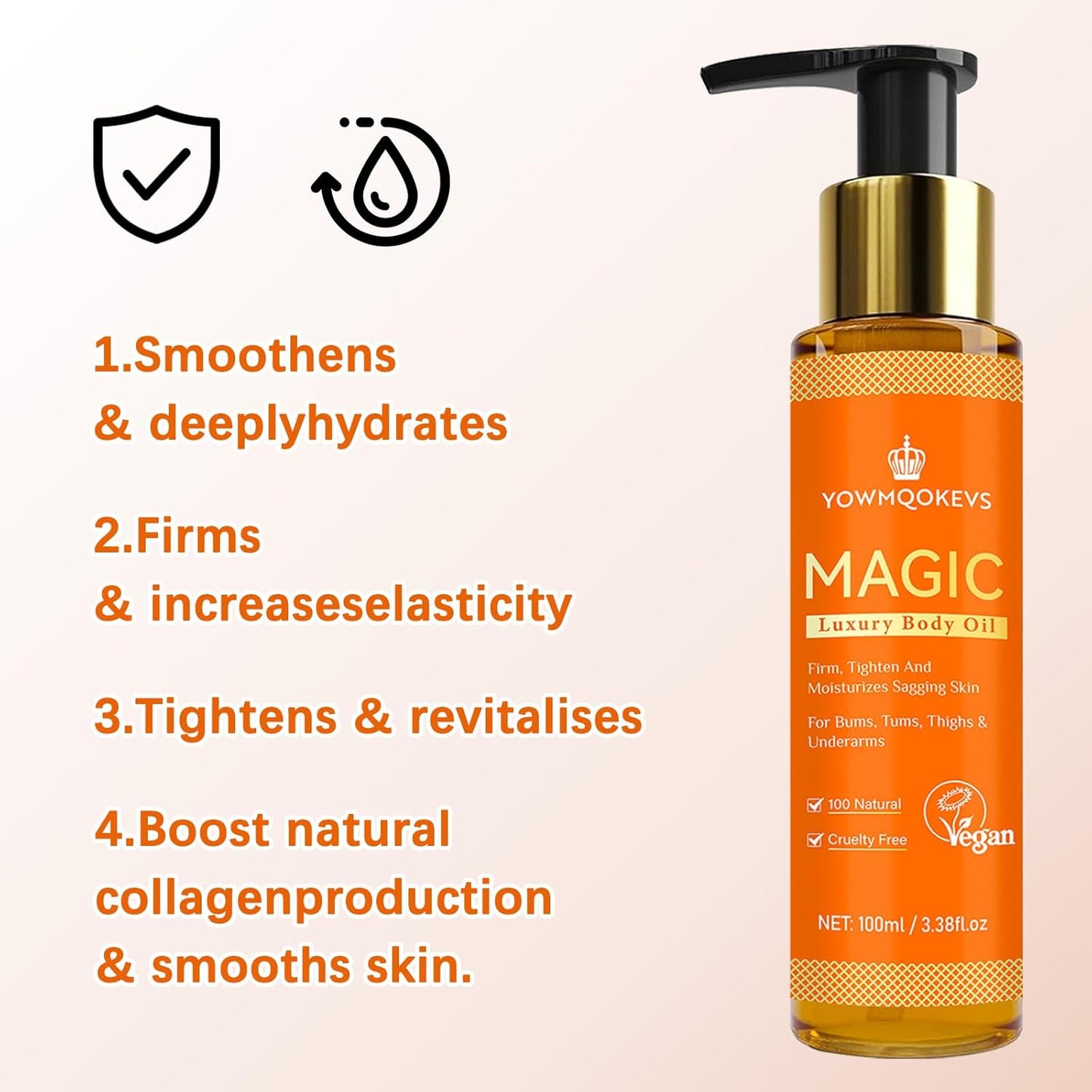 Magic Body Firming Oil, Premium Skin Tightening & Hydrating Body Oil for Women – Fast-Absorbing with Jojoba Oil, Vitamin E & Aloe Vera, Non-Greasy Full Body Moisturizer for Dry Skin