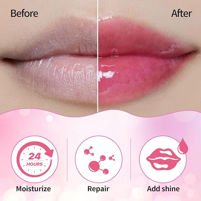Plumping Lip Oil, Hydrating Gloss Tinted Lip Balm Transparent Lip Care, Big Brush Head Glitter Shine, Long Lasting Nourishing Non-sticky Fresh Texture(CHERRY)