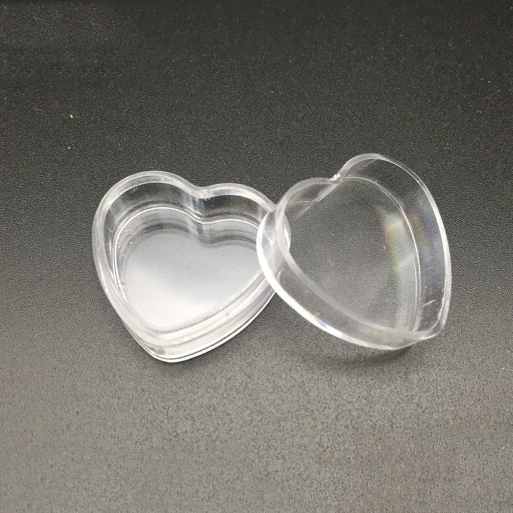 100Pcs 4ml Empty Plastic Cosmetic New Clear Refillable Plastic Heart Shape Pot Jars Bottles Make up Cosmetic Containers with Lids for Face Cream Lotion Eye Shadow Lip Balm