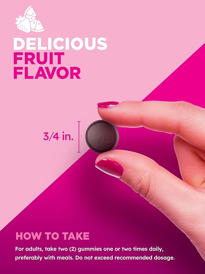 PINK Biotin Gummies | 60 Count | Non-GMO & Gluten Free | Fruit Flavor Vitamin for Hair Skin and Nails