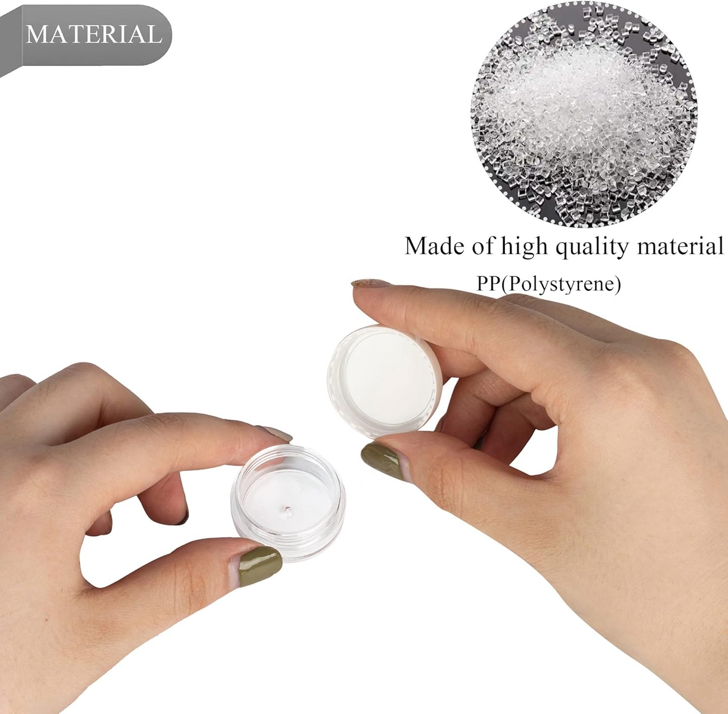 200PCS 3 Gram Sample Containers, 3ml Empty Jars with Lids, Small Cosmetic Containers, Mini Sample Jars with 16PCS Mini Spatulas for Make Up, Oils, Lotion, Powder, Paint, Jewelry, Lip Balms(White Lid)