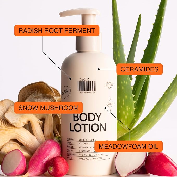 DedCool Xtra Milk Body Lotion Refill – Lightweight, Deeply Hydrating Formula with Ceramides, Snow Mushroom, and Meadowfoam Oil | Non-Toxic, Vegan, Carbon-Neutral