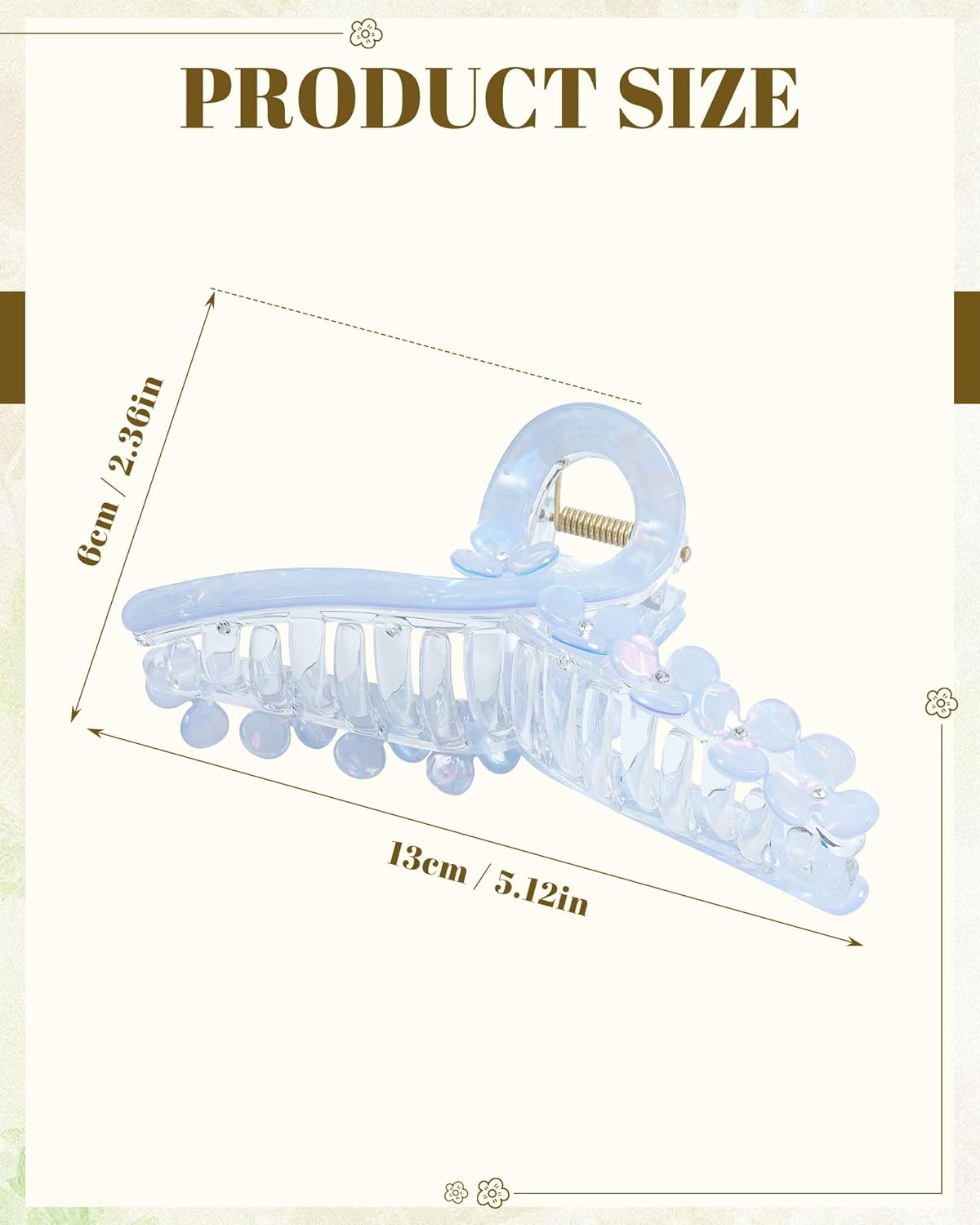 HOKEMP Large Hair Claw Clips for Women, 2 Pack Mermaid Acrylic 3D Flower Claw Clips for Thin & Thick Hair Styling Hair Accessories (White Mermaid + Blue Mermaid)