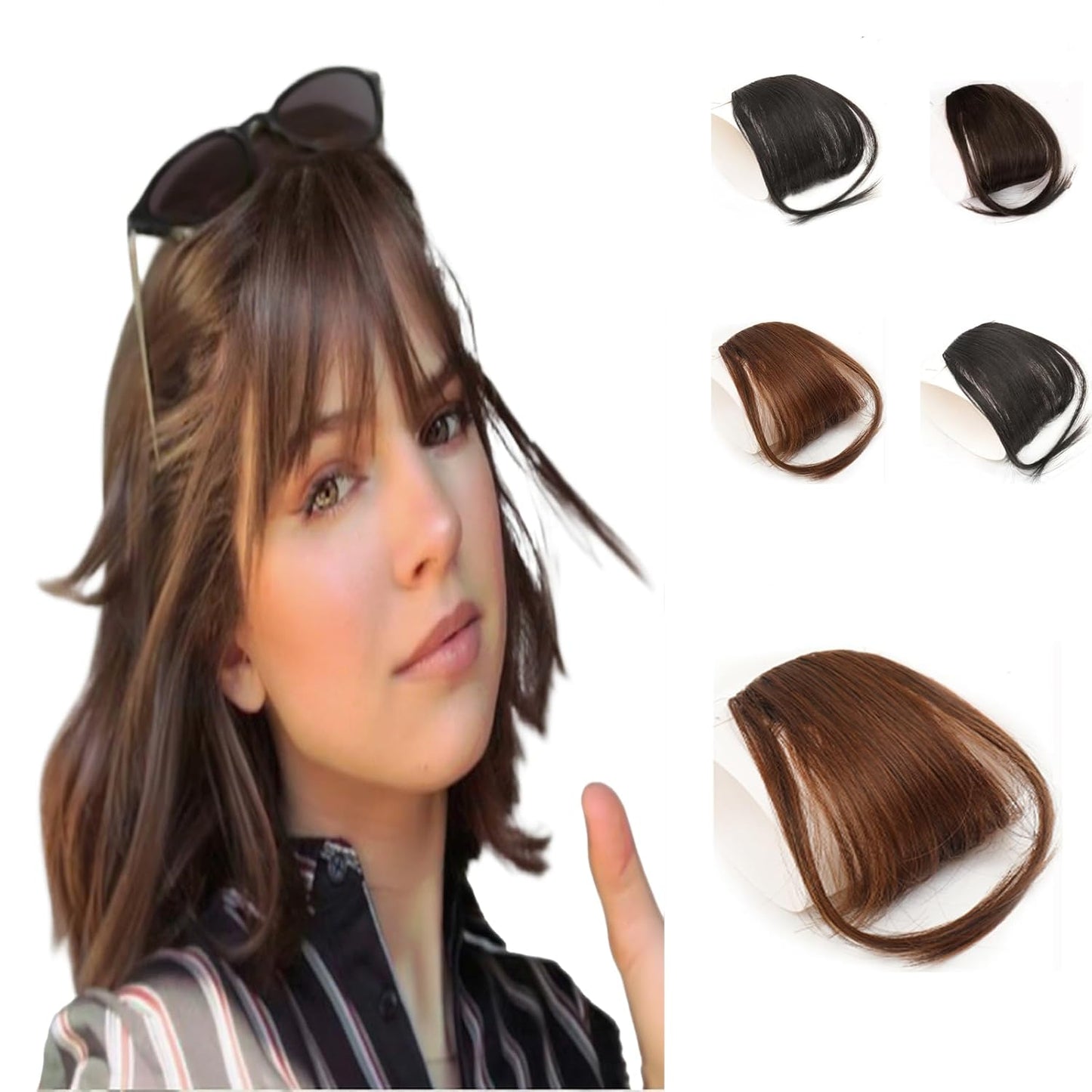 Bangs Hair Clip - Temples Wispy Bangs Hair Extensions,Clip in Bangs Japanese A class synthetic fiber,Fake Bangs Clip on Bangs for Women with Daily Wear(Light Brown)