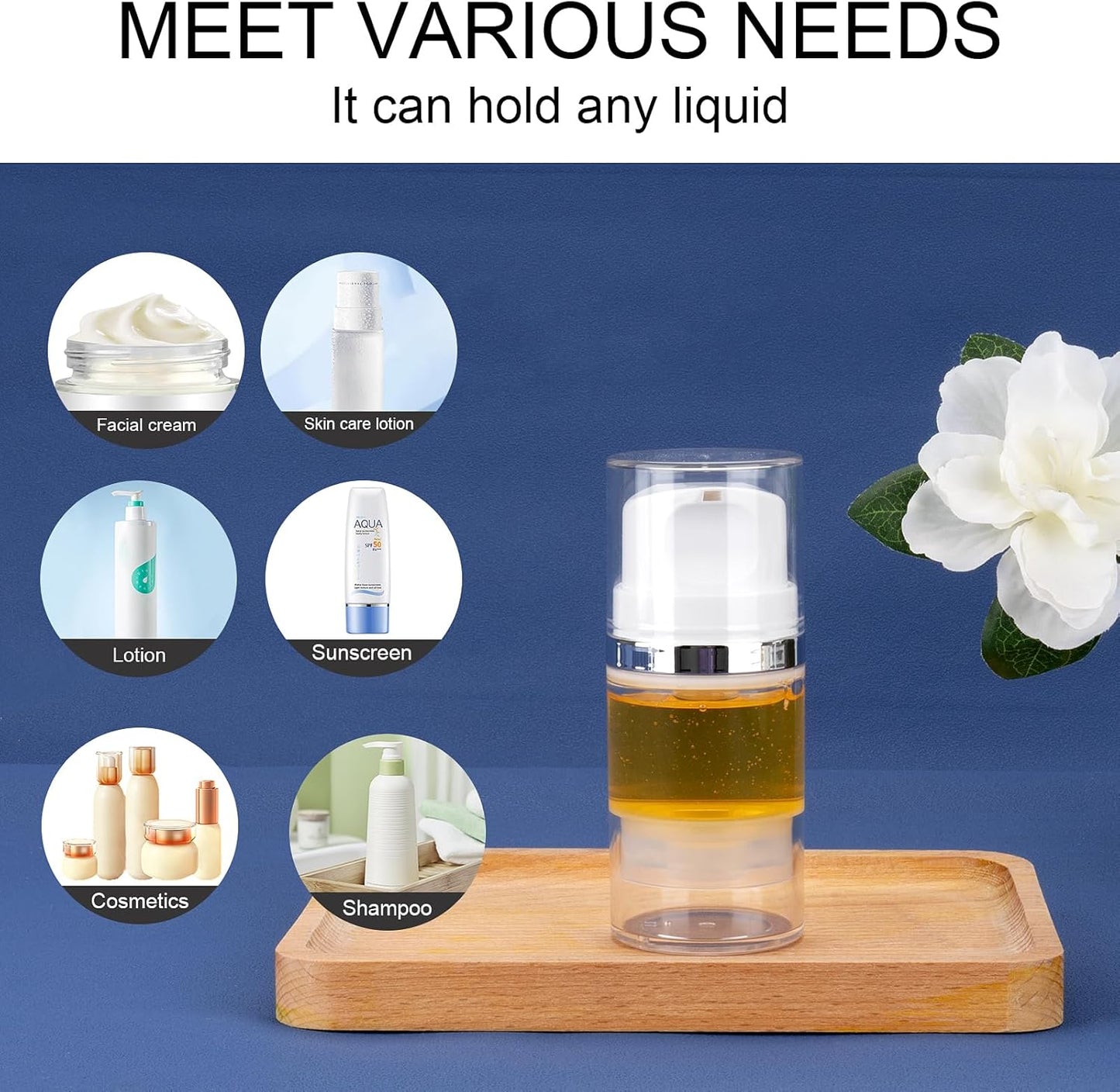 Cosywell Airless Pump Jars 1.7oz/50ml 2 Pack Pump Bottle Dispenser Empty Moisturizer airless Pump Bottles Cosmetic Pump Container Travel Pump Bottles for Toiletries Shampoo Lotion and Cream Clear