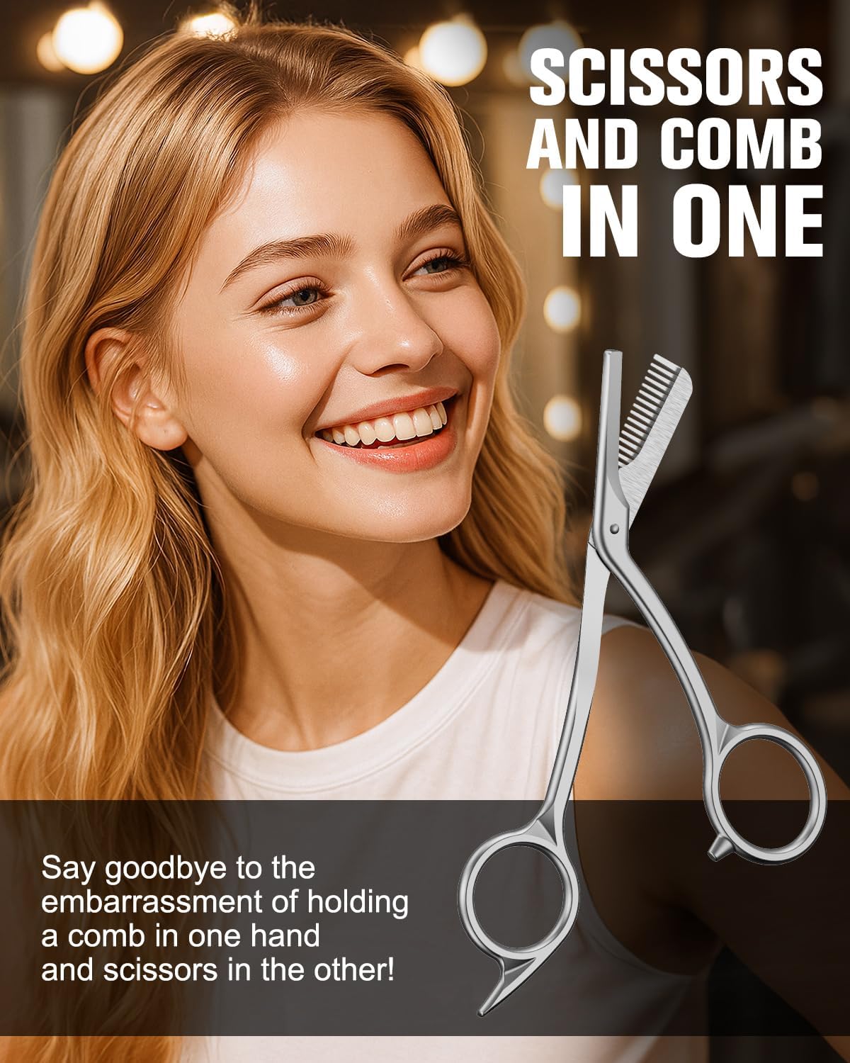 FERYES Eyebrow Trimmer Scissors with Combs, Stainless Steel Scissor & Comb in One, Precision Eyebrow Trimming Scissors for Women and Men