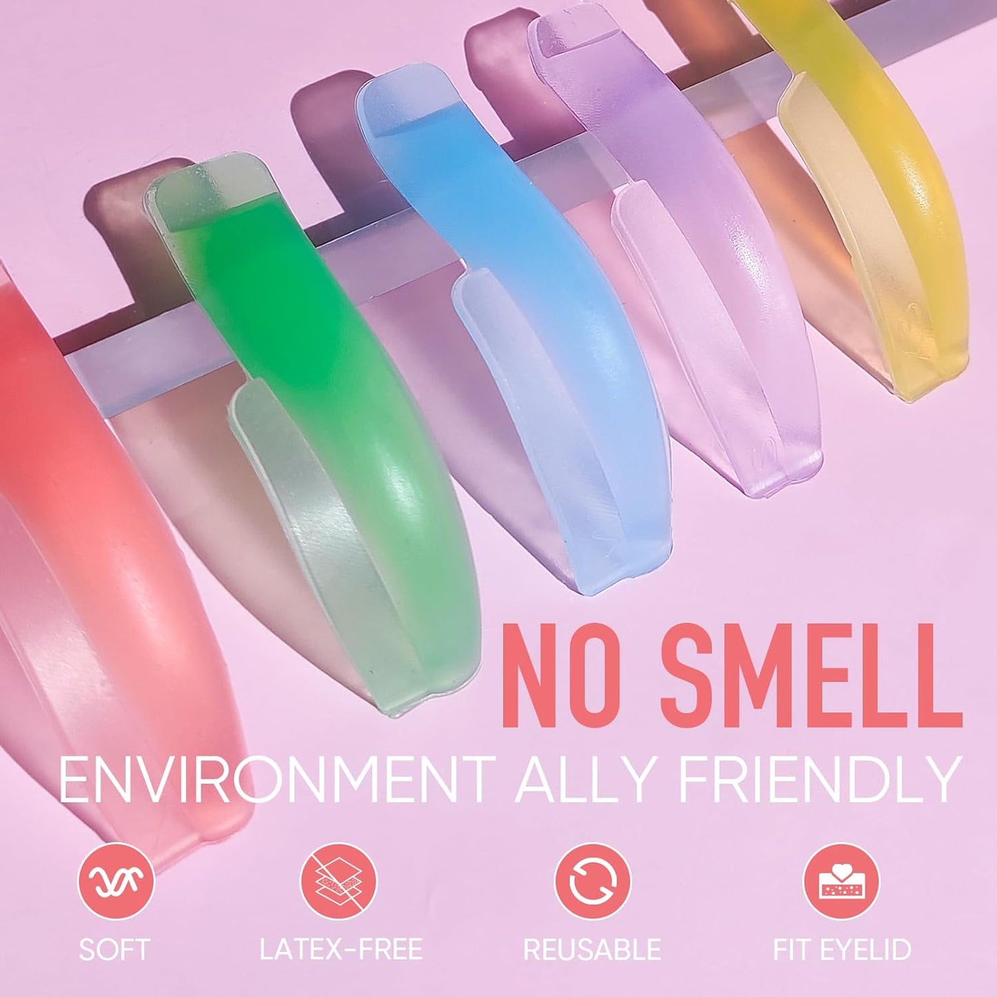 Libeauty Eyelash Lift Pads Reusable Silicon Lash Perm Rod 5 Sizes L-Curl Eyelash Lifting Shield DIY Use at Home or Salon Lash Perming Tool