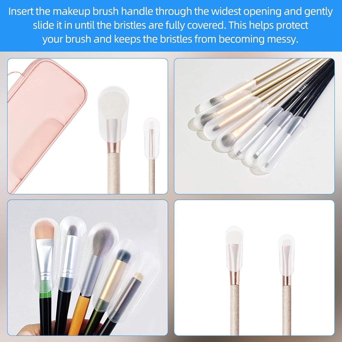 30 Pcs Makeup Brush Covers, 5 Sizes Makeup Brush Protector Kit, Plastic Dustproof Makeup Brushs Cover for Travel and Safe Storage, Lightweight