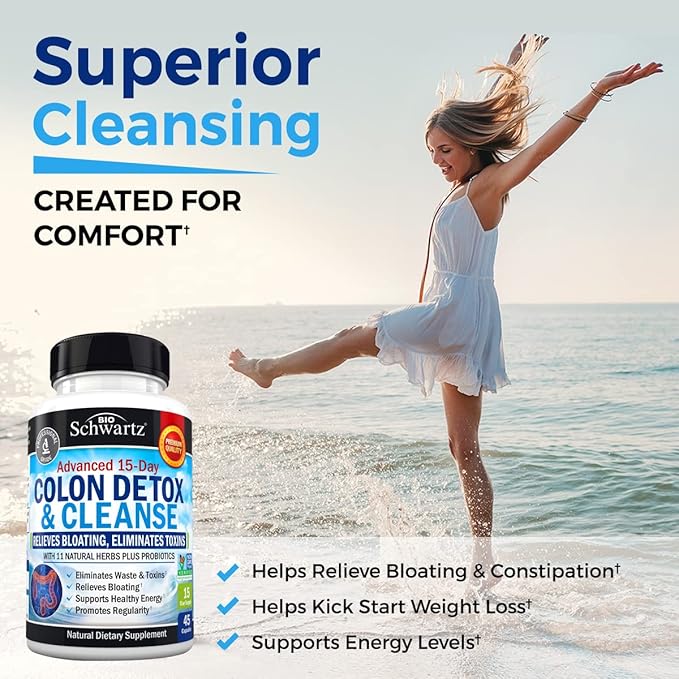 BioSchwartz 15 Day Cleanse for Colon and Gut Health Plus Hydrolyzed Collagen Peptides Powder (40+ Servings)