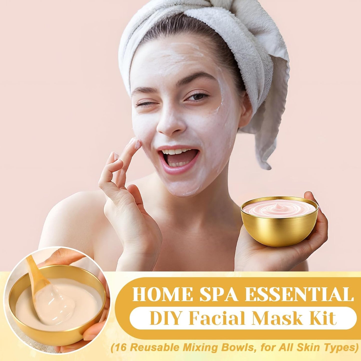 Vesici 16 Pcs Stainless Steel Facial Bowls 3.35 Inches Esthetician Mixing Bowls Esthetician Supplies for Women Skincare Salon Cosmetic Spa Home Use(Gold)