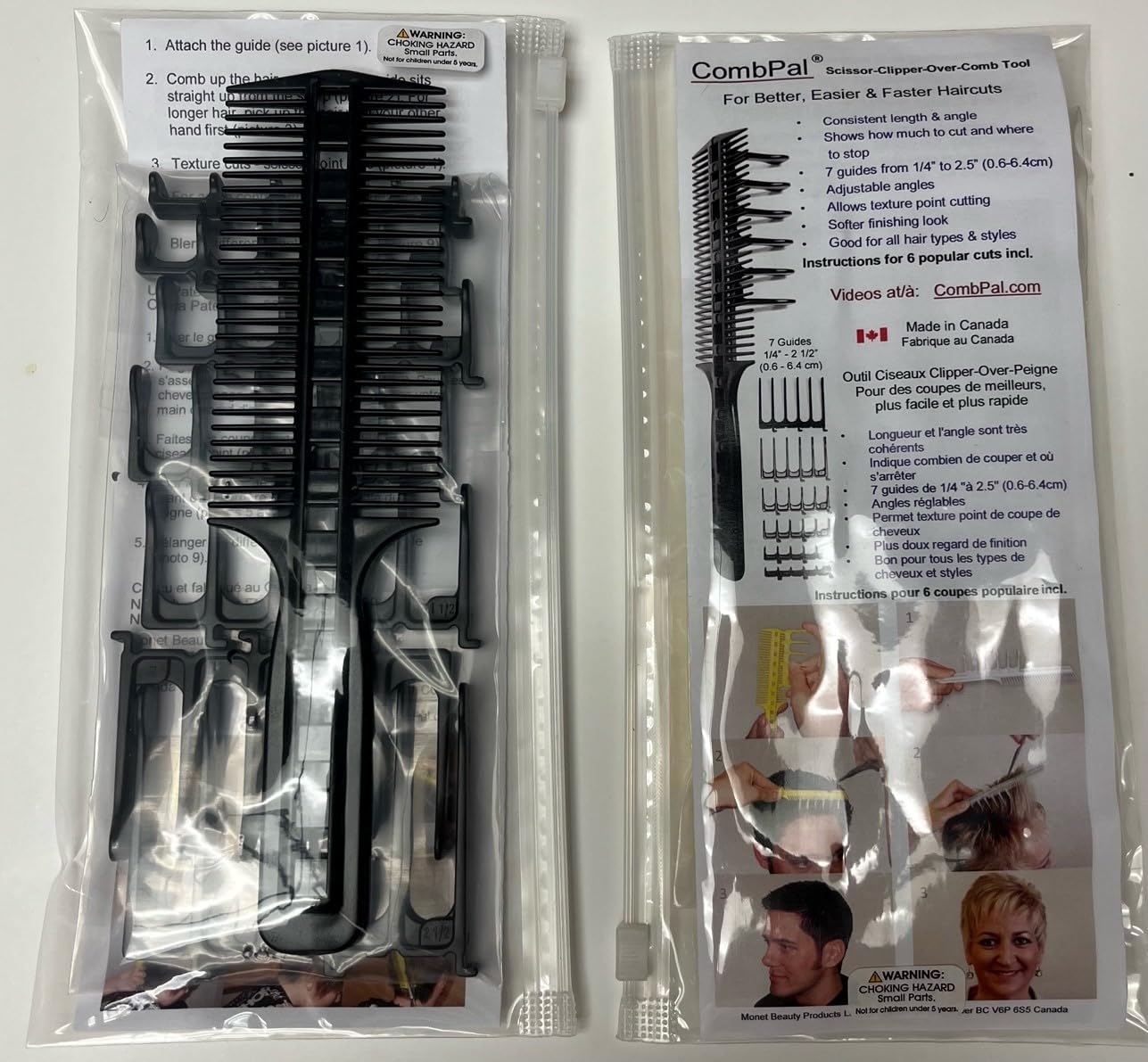 Scissor Clipper Over Comb Hair Cutting Tool - Barber DIY Home Hair Trimming Guide Comb Set (Classic Set, Black)