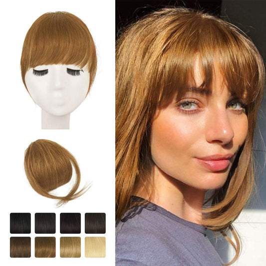 BARSDAR Real Human Hair Clip in Bangs - Human Hair Clip in Bangs for Women - Ginger Blonde Thick Bangs Extensions Fringe with Temples Dyeable Real Hair Bangs Hairpieces - Golden Ginger Blonde
