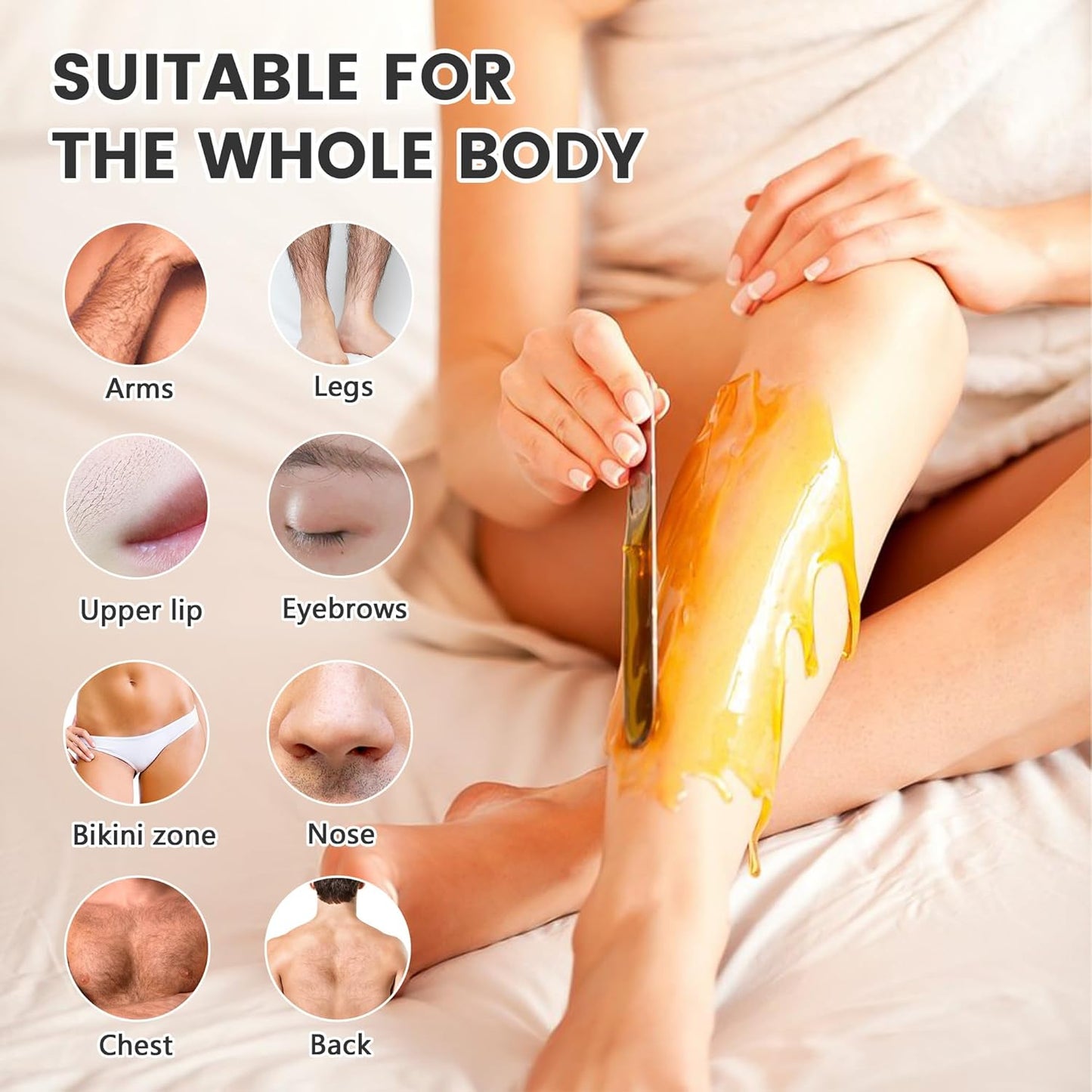 Professional Waxing Kit Wax Warmer Double Pot Wax Heater Machine for Hair Removal, Large Waxing Pot for Spa Salon Beauty Esthetician Home, with Non-Stick Easy Clean Pot, 50 Sticks & 20 Collar, Black