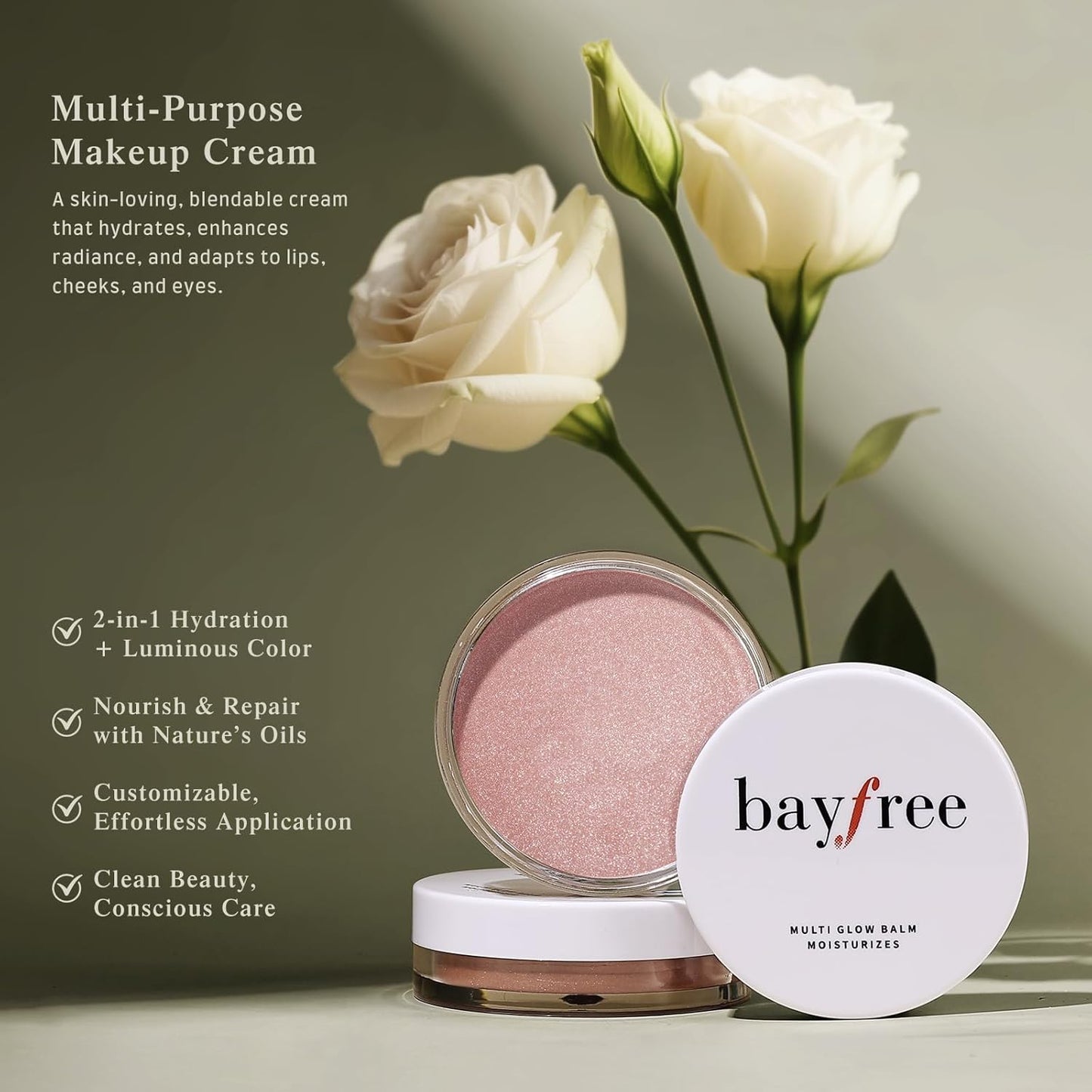 bayfree Multi Glow Balm, Cream Blush for Cheeks, Blush Balm Face Makeup, Radiant Finish, Hydrating, Creamy, Lightweight & Blendable Color, Face Makeup, 0.63 Oz