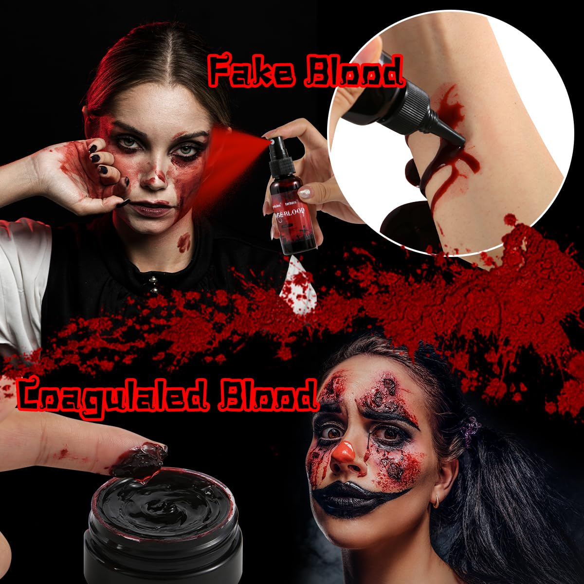 Depvision SFX Makeup Kit Halloween Makeup Set Professional Face Body Paint Special Effects Makeup Set with Fake Blood Scar Wax Oil Body Paint Sponges Brushes for Halloween Party SFX Cosplay