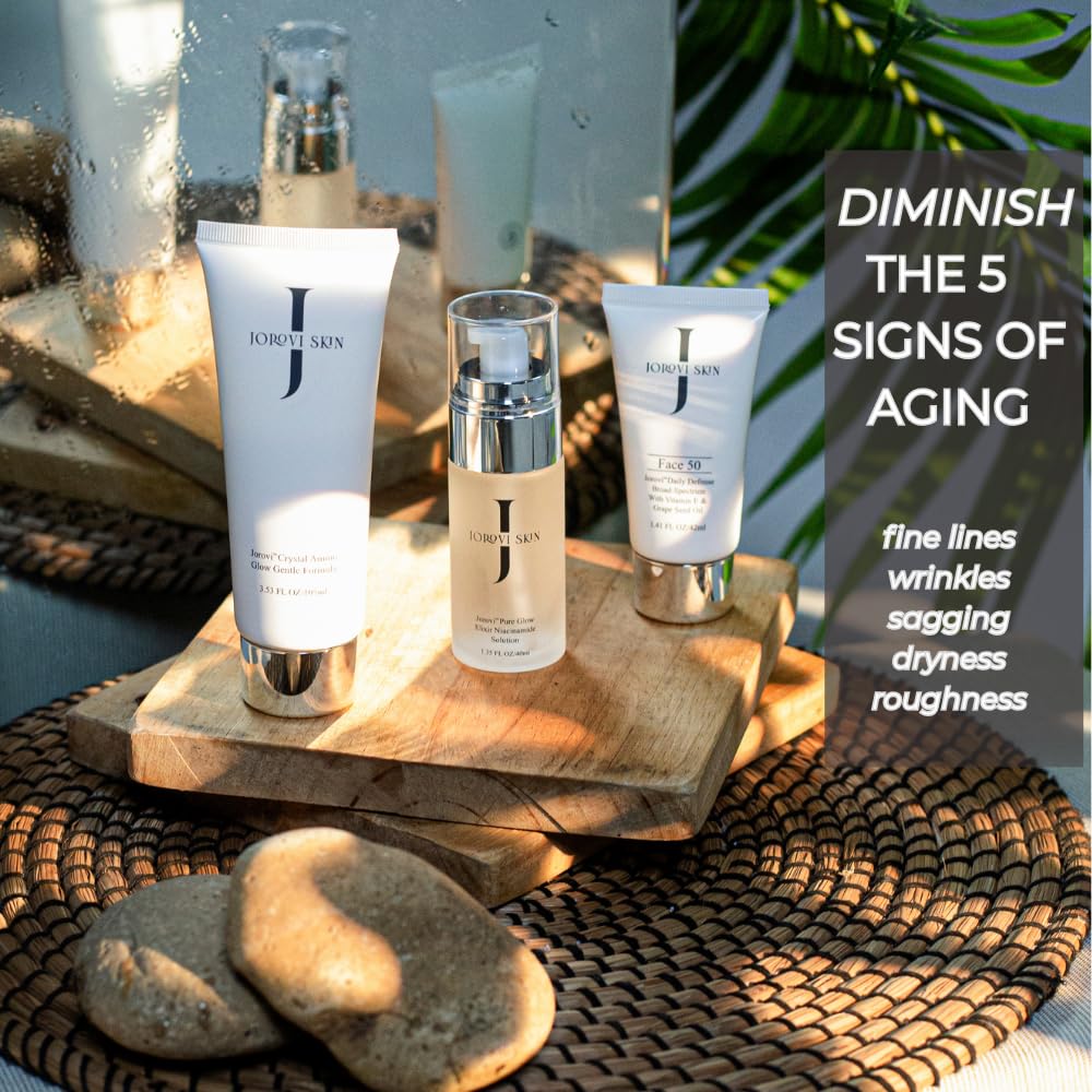 Jorovi Beauty Complete Skincare Set -6- Piece Regimen with Cleanser, Toner, Face Serum, Eye Cream, Facial Moisturizer, and SPF 50 Lotion Kit for Women & Teens (Skin care Gift Set)