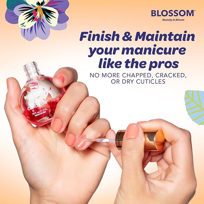 Blossom Cuticle Oil for Nails, Hydrating, Moisturizing, Scented Nail Oil Cuticle Care, Infused with Real Flowers, Made in USA, 0.75oz, 3 pack, Mini Gift Set, Lavender/Jasmine/Rose