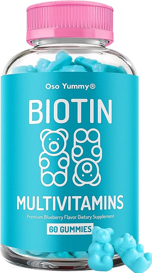 Vegan Hair Skin and Nails Gummies - Biotin Gummies w/Sugar, Bear Shaped Supplement w/ Biotin 5000mg + Vitamins A, C, D, E, B6, B12 + Zinc | Hair Vitamins for Faster Hair Growth for Women & Men