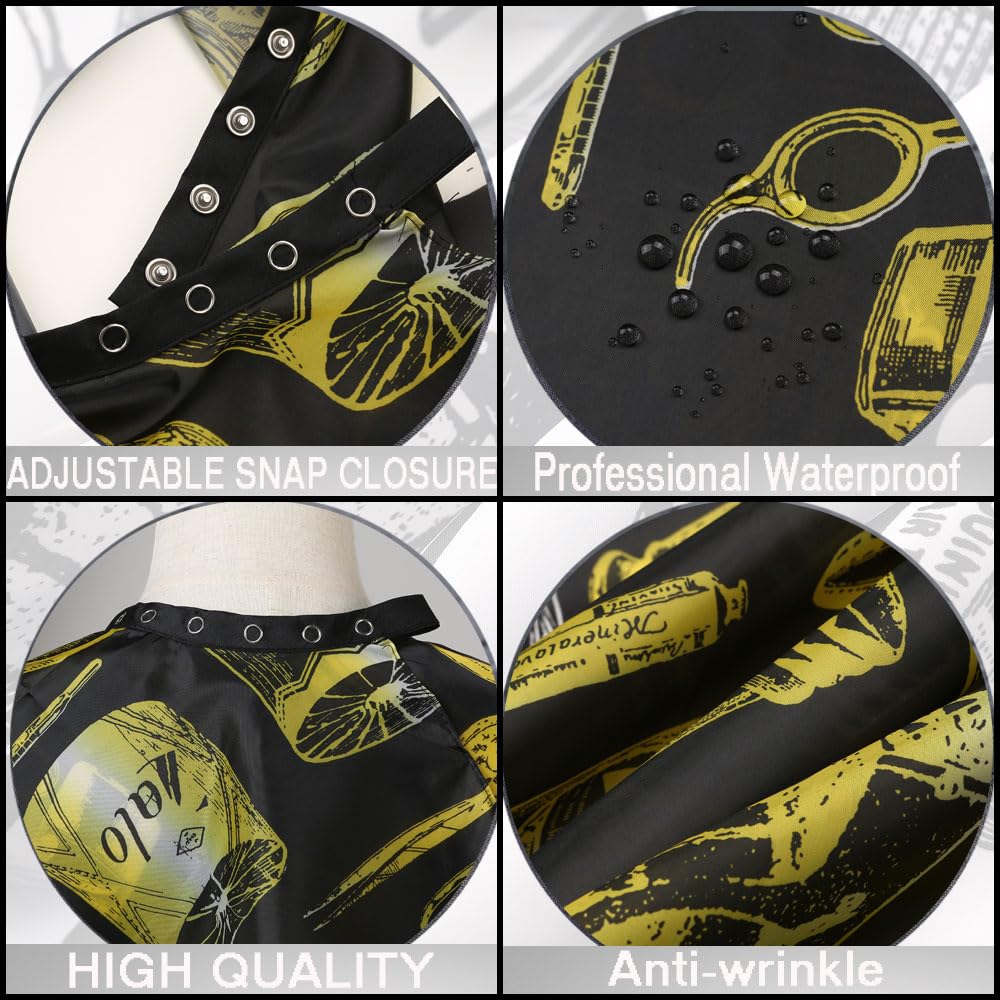 Professional Hair Cutting Cape with Neck Duster Brush, Salon Barber Cape, Hairdressing Accessories Yellow Stripe