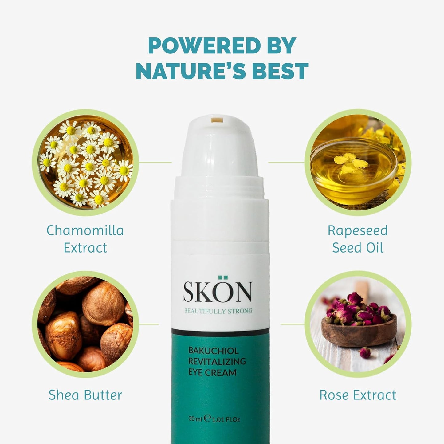 Skön Beautifully Strong Bakuchiol Eye Cream – For Wrinkles & Dark Circles – Hydrating with Pure Shea Butter – For All Skin Types – 15ml