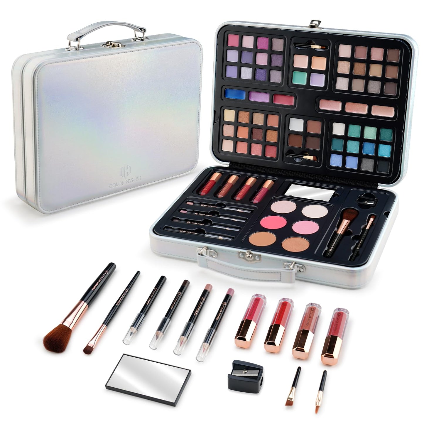 Color Nymph Kids Makeup Sets for Girls, Teen Makeup Kits for Beginner Starter with Silver Case, Portable Traveling Full Makeup Kit with Everything, Cosmetics Makeup Gift Set for Birthday