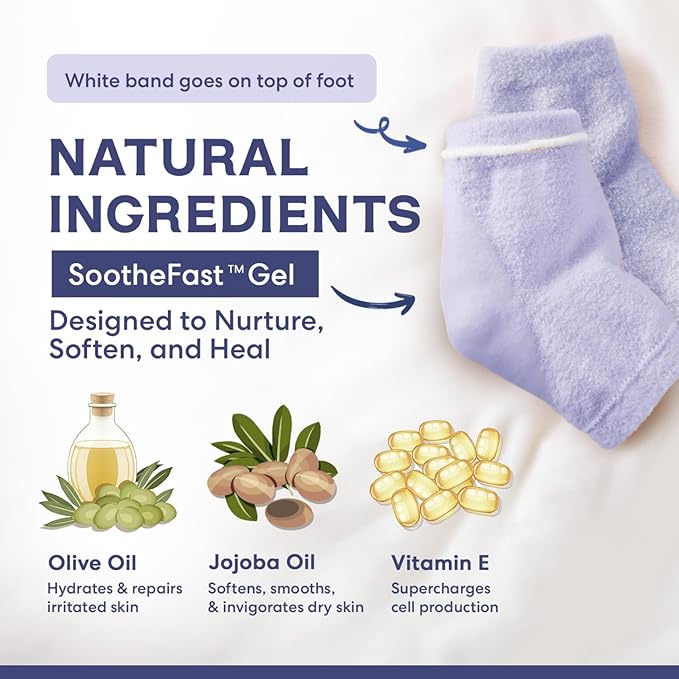 Dr. Frederick's Original Moisturizing Fuzzy Heel Socks - 2 Pairs - Cozy Gel-Lined Sleep Socks for Women & Men - Soothes Dry, Cracked Feet - Heel Repair - Lilac Leisure