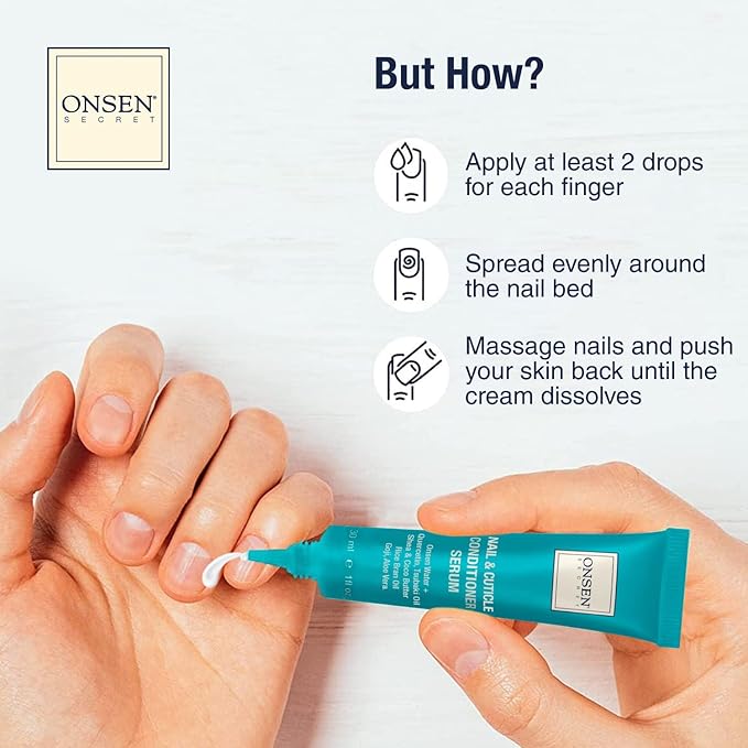 Onsen Nail & Cuticle Cream Treatment w/Japanese Tsubaki, Jojoba & Lavender Oil, Shea Butter – Strengthens Nails, Softens Cuticles - Daily Repair Care (1 Count/30 ml)
