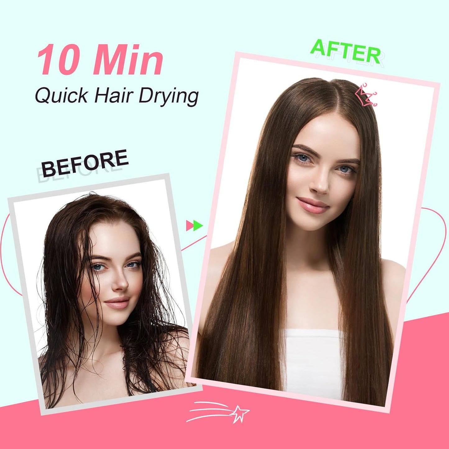 Dual Voltage Travel Dryer Styler in One, 2 Inch Oval Jet Brush for Worldwide Use, 110-240V European Hair Dryer & Volumizer with Universal Adapter