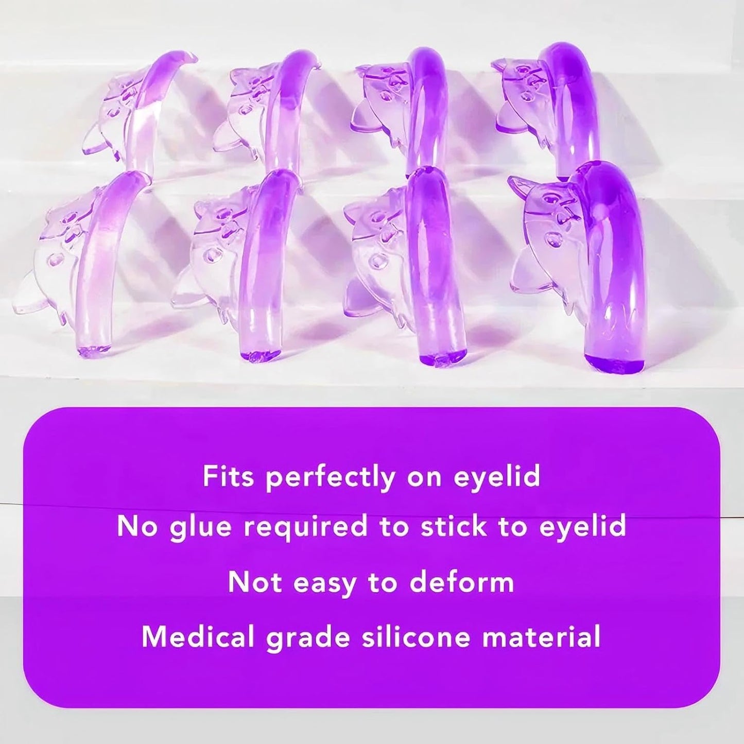 Lash Lift Pads Eyelash Perm Shield C Curl 5 Size Lash Lift Lamination Pad, Rapid 5 Minute Eyelash Lifting Shields Make Eyes Voluminous Flexible C curl Pads Extreme Perm Rod 100 Applications(purole)