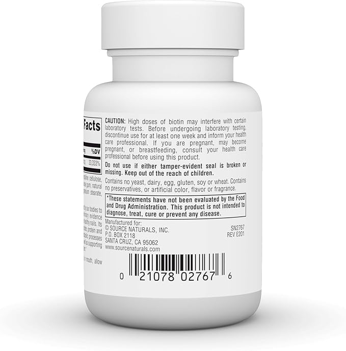 Source Naturals Biotin Fast Melt, Hair Skin and Nail Support*, 10,000 mg - 120 Fast Melt Tablets