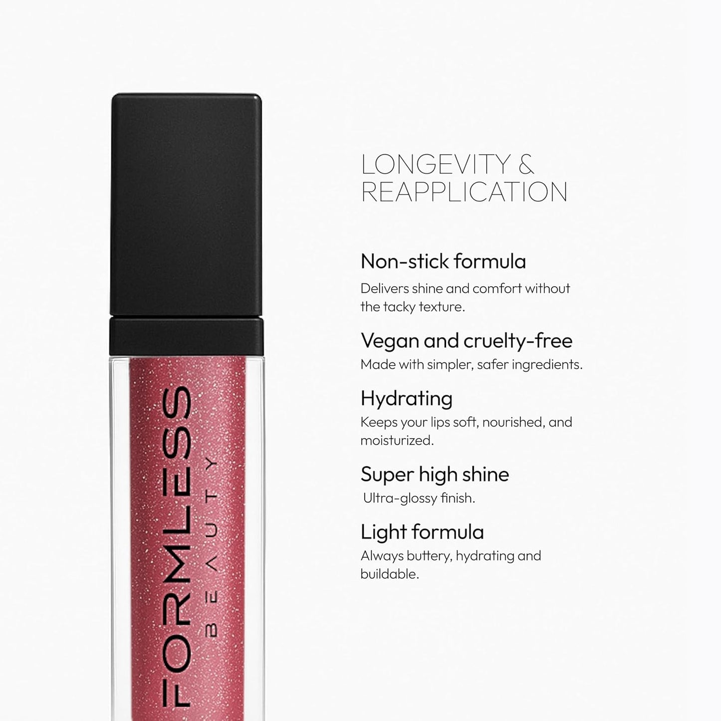 Formless Beauty | Divine Lip Gloss by Jenny McCarthy | Muted Ruby Gloss With Silver & Red Glitter. | Vegan Hydrating Formula | Non-Sticky Aloe & Jojoba Infused | Paraben & Cruelty Free | Lip Enhancer