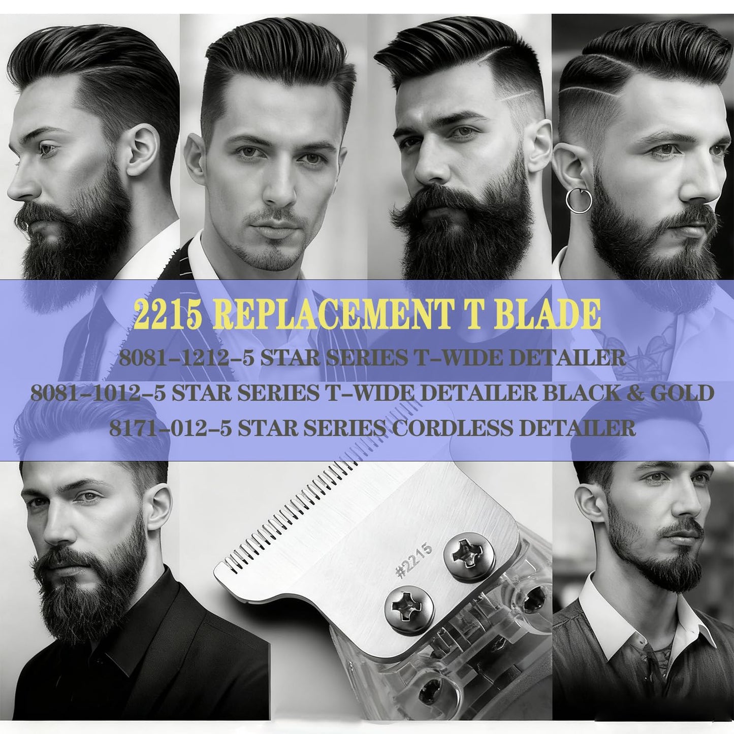 2PCS T Wide Detailer Replacement Blade for Wahl 5 Star Detailer Li Trimmer 8081 and 8171 -Model 2215