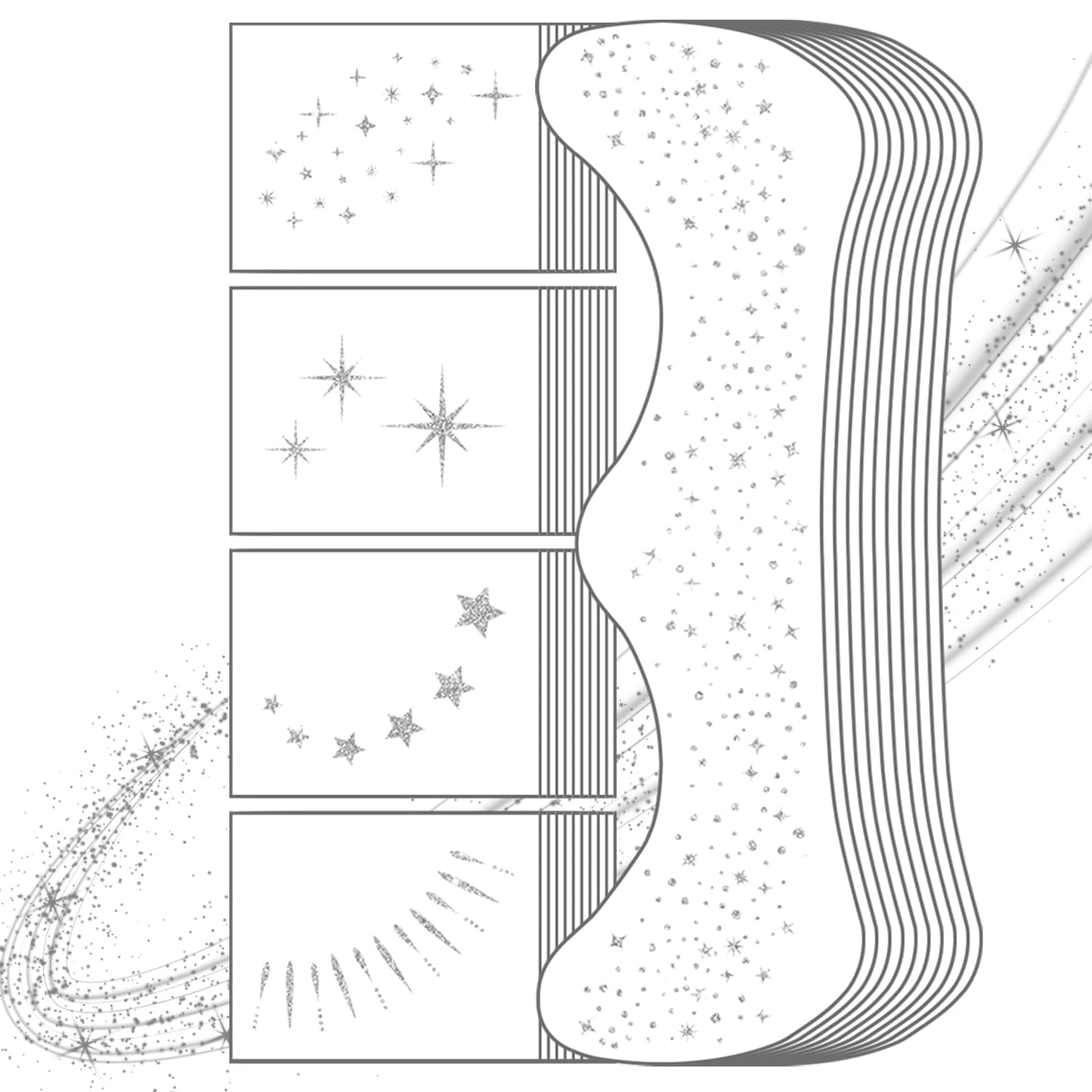 Glitter Freckles Face Tattoo, 20PCS Silver Makeup Patch, Faux Freckles Waterproof Temporary Tattoos Cute Glitter Women and Kids Makeup Accessories For Christmas (Silver)