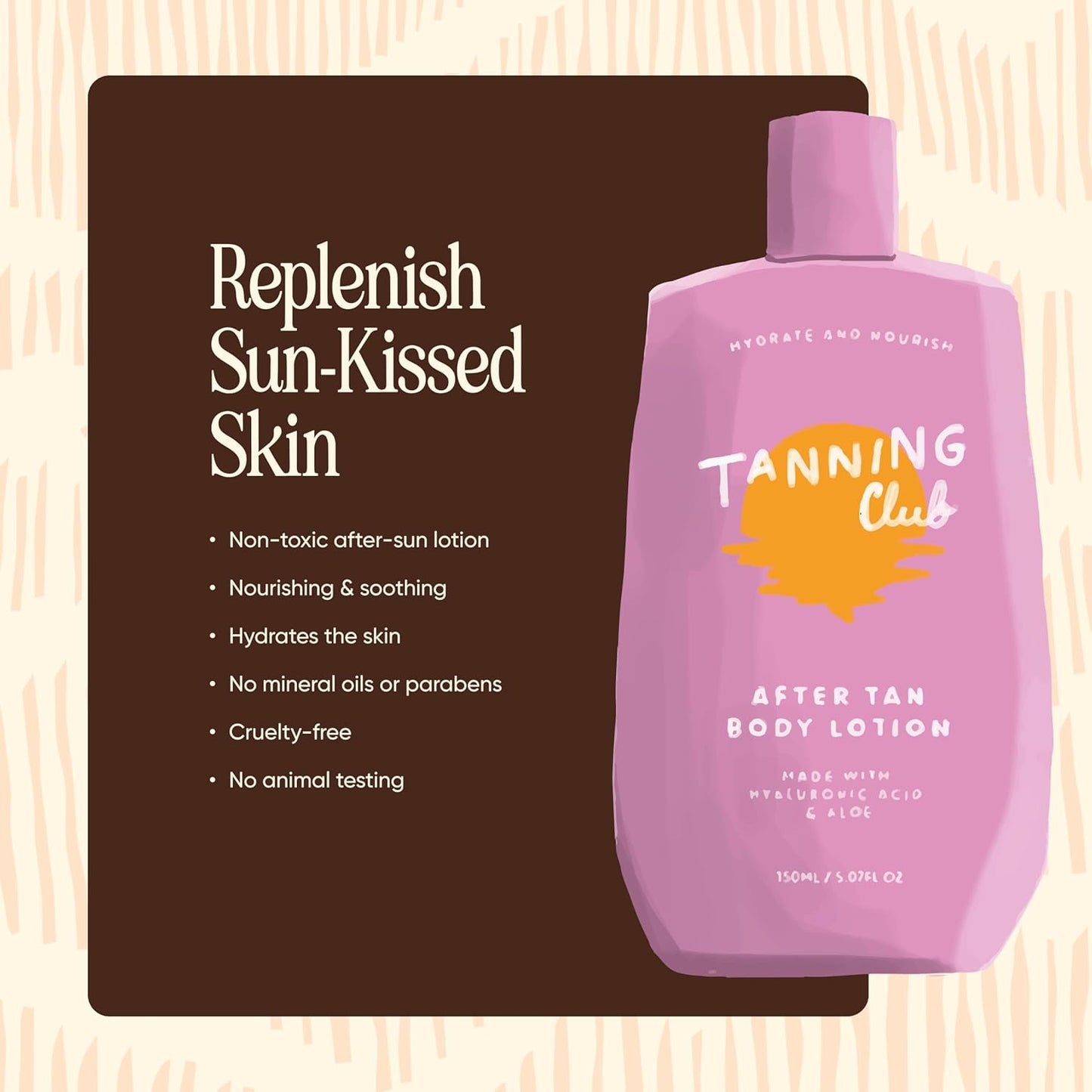Tanning Club - After Tan Lotion - Hydrating Tan Extender with Hyaluronic Acid, Aloe, and Shea Butter - Nourishing Body Moisturizer for Sun-Kissed Skin - 150 mL