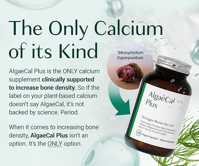 AlgaeCal - Bone Builder Pack for Bone Density Increase, Clinically Supported Plant Based Calcium Supplement & Strontium, Vitamins K2 (100mg), D3 (1600 IU), Magnesium & 16 nutrients for Bone Health