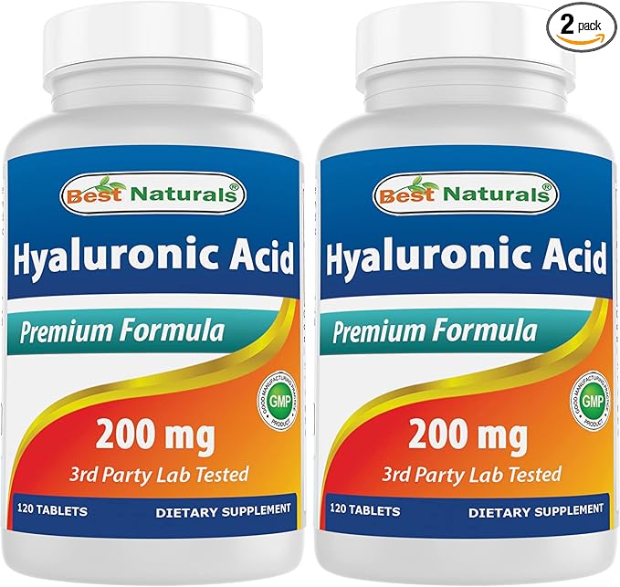 Best Naturals Hyaluronic Acid 200 mg 120 Tablets (Non-GMO, Gluten Free) - Promotes Youthful Healthy Skin & Healthy Joint Function (120 Count (Pack of 2))
