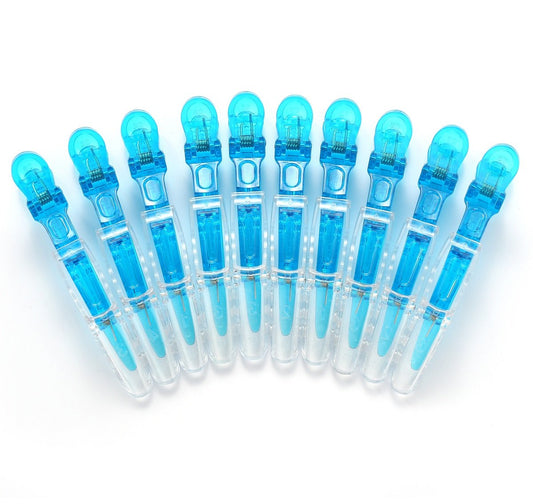10pcs/set Multicolor Croc Alligator Clips - Transparent Plastic Hair Styling Sectioning Barrettes Non Slip Salon DIY Accessories Hairpins for Women and Girls (10pcs-Blue)