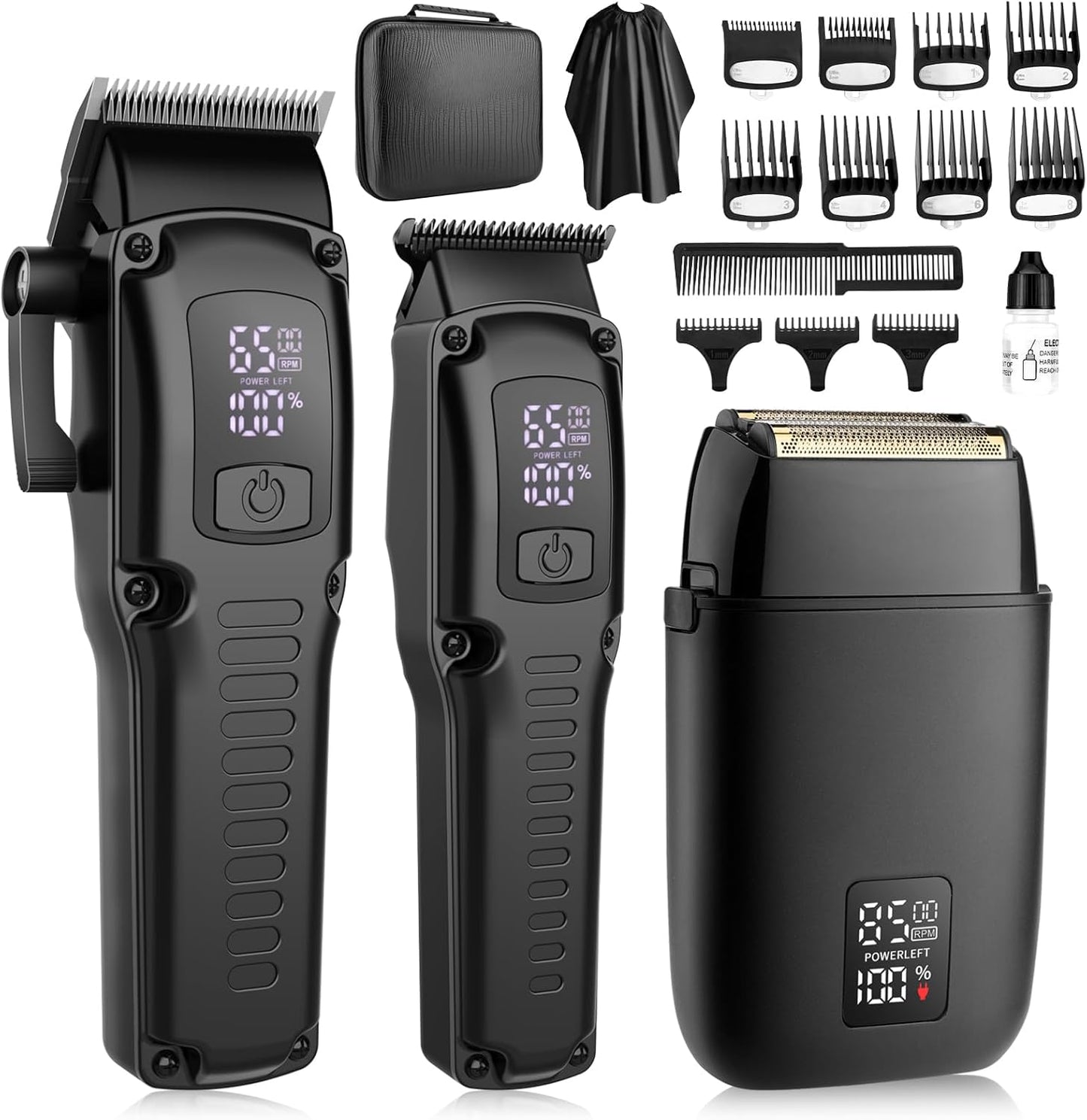 Professional Hair Clipper for Men, 3 in 1 Hair Clipper Beard Trimmer and Electric Foil Shaver Set with LED Display, Cordless Grooming Kit for Home, Travel, Barber, Ideal Gift for Him