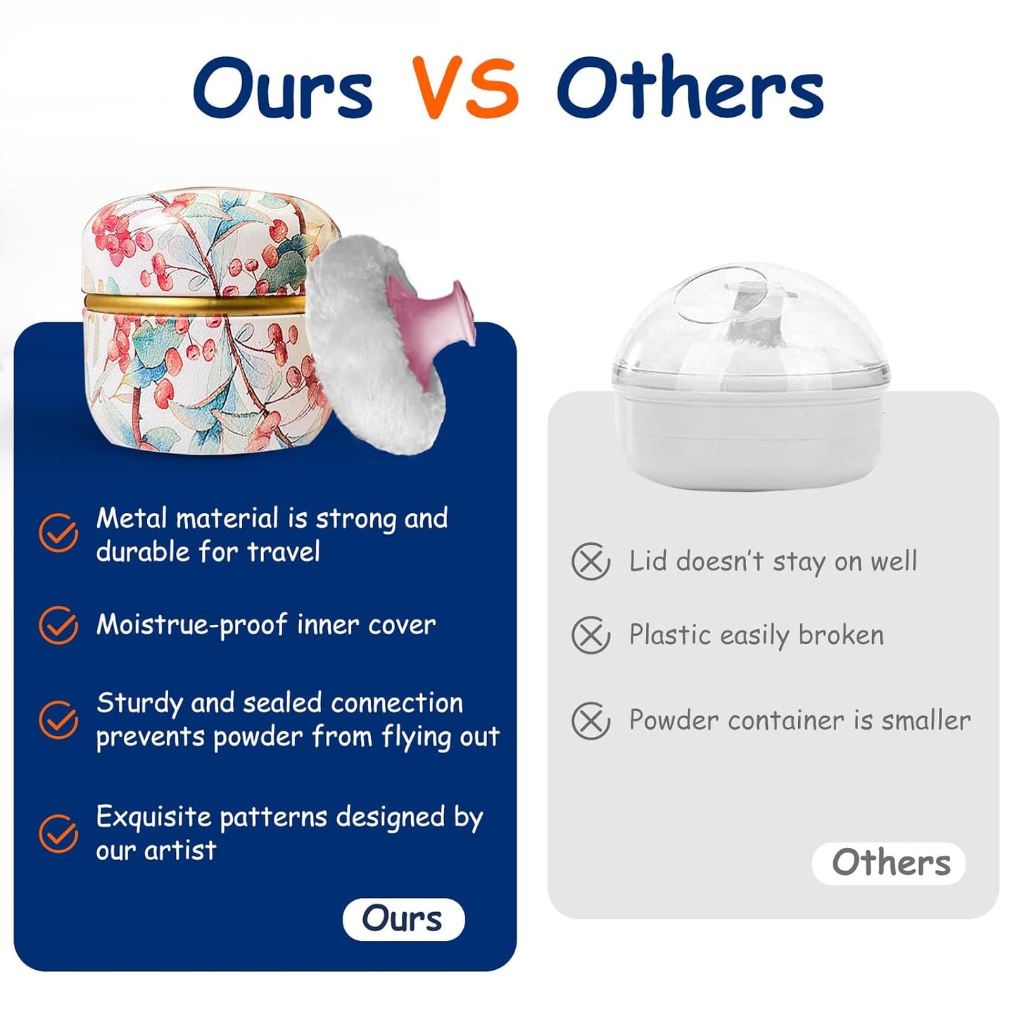 Body Powder Puff and Container for Dusting Powder, Women Powder Puff and Powder Case for Bath and Travel (Ormosia)