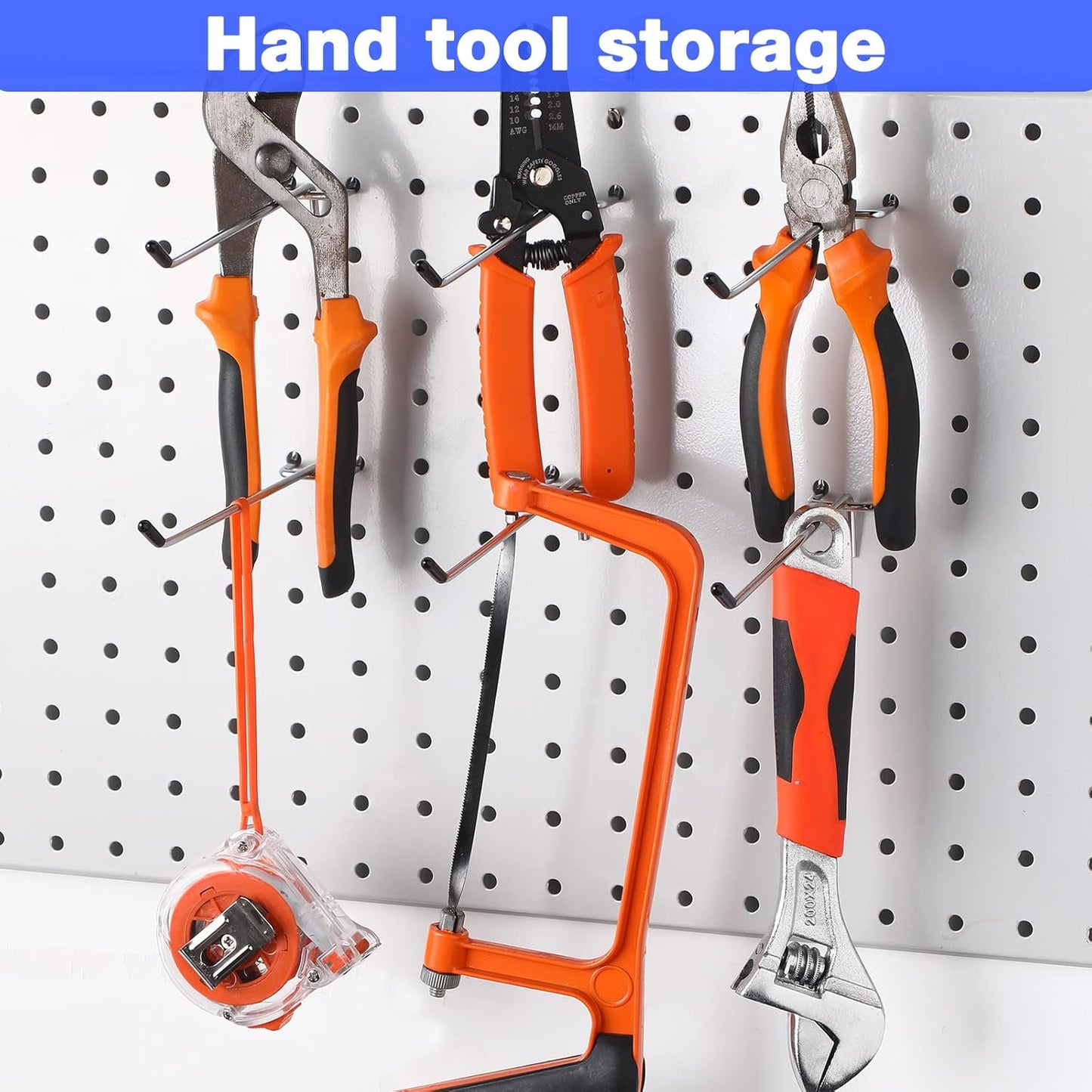 Moxweyeni 100 Pcs Pegboard Hooks Peg Board Organizer Accessories Holders Hanging Stainless Steel Display Wall Hooks for 1/8 and 1/4 Pegboard Wall for Garage Storage Tools(6 Inch)