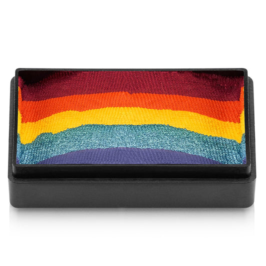 Kraze FX Dome Stroke - Girly Girl Rainbow (25 gm), Professional 1-Stroke Split Cake, Hypoallergenic, Non-Toxic, Water Activated Face & Body Painting Makeup Supplies for Sensitive Skin, Kids, Adults