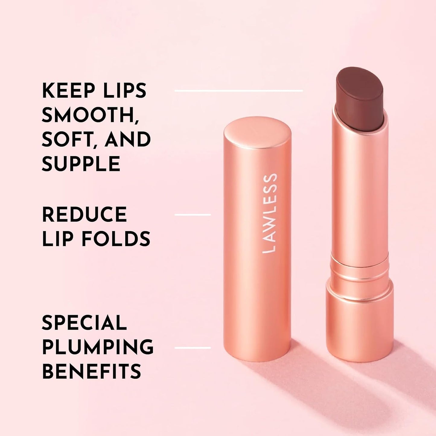 LAWLESS Forget the Filler Lip Plumping Line Smoothing Tinted Balm, Amaretto, Brown, 0.09 Ounce