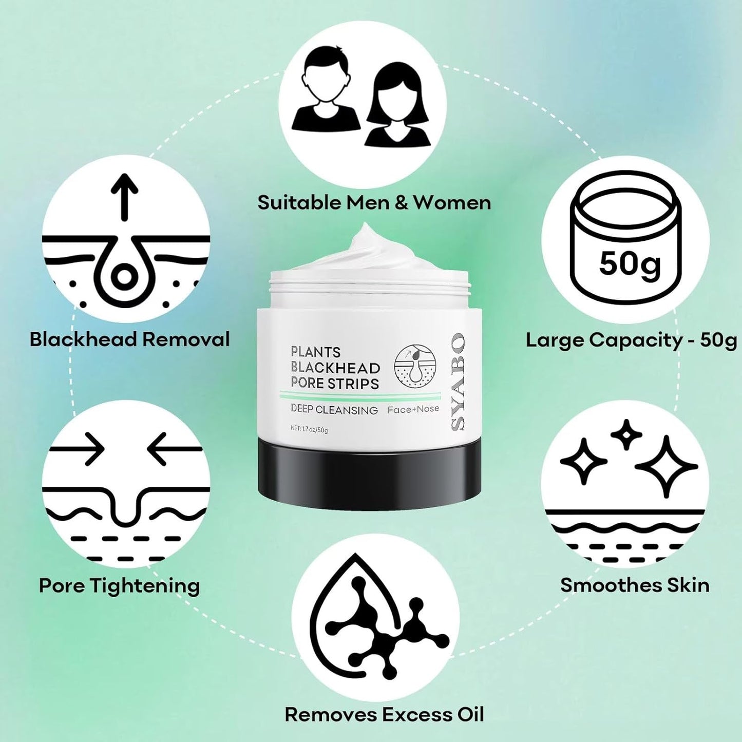 Blackhead Remover Peel Off Mask for Nose & Face - Blackhead Removal Kit with 100pcs Strips, Puntos Negros, 1.7oz