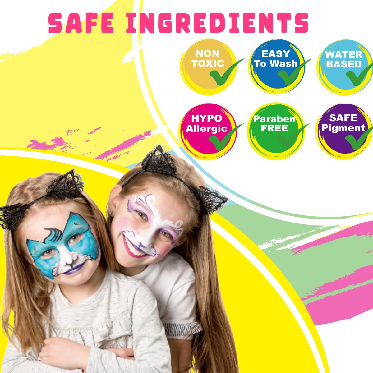 Bowitzki Face Painting Kit for Kids 23 Colors Water Based Face Paint Kit Non Toxic Professional with Stencils Brushes for Parties Birthdays Halloween Christmas Body Makeup
