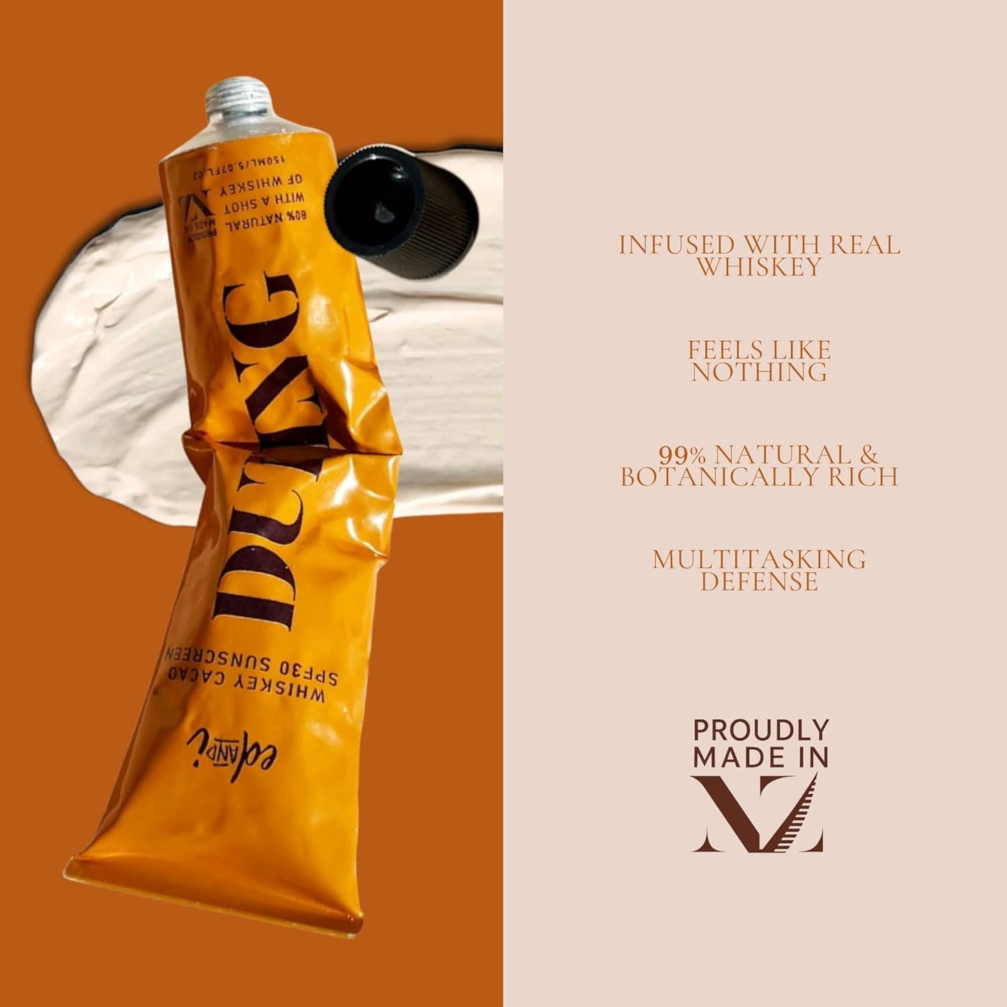 ed&i DURING Sunscreen Lotion for Body, SPF 30 Broad Spectrum Full Body Sun Screen w/UVA & UVB Protection, Moisturizing & Lightweight. Whiskey Cacao Scent – 5.07 oz