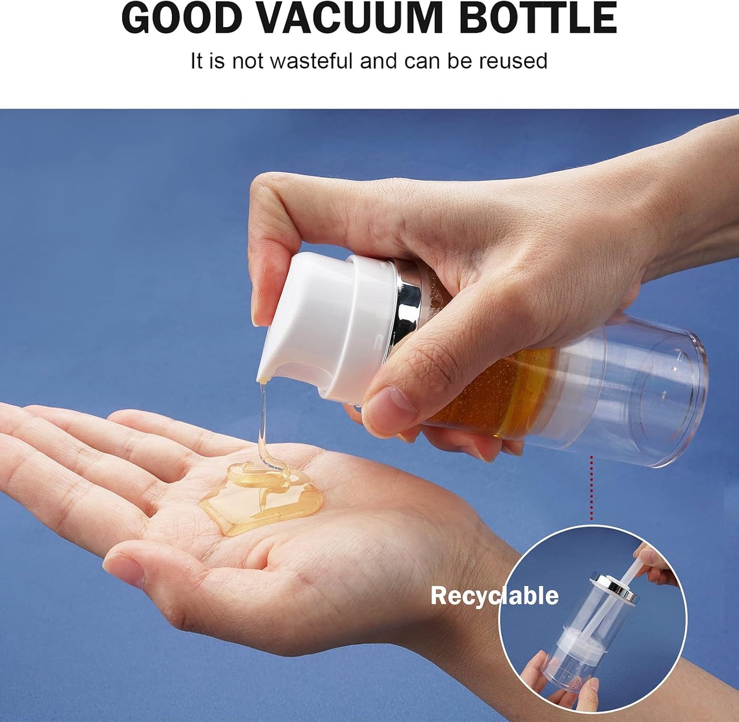 Cosywell Airless Pump Bottles 3.4oz/100ml 6 Pack Dispenser Empty Moisturizer Jars Cosmetic Container Travel Bottles for Shampoo Lotion Cream (Clear)