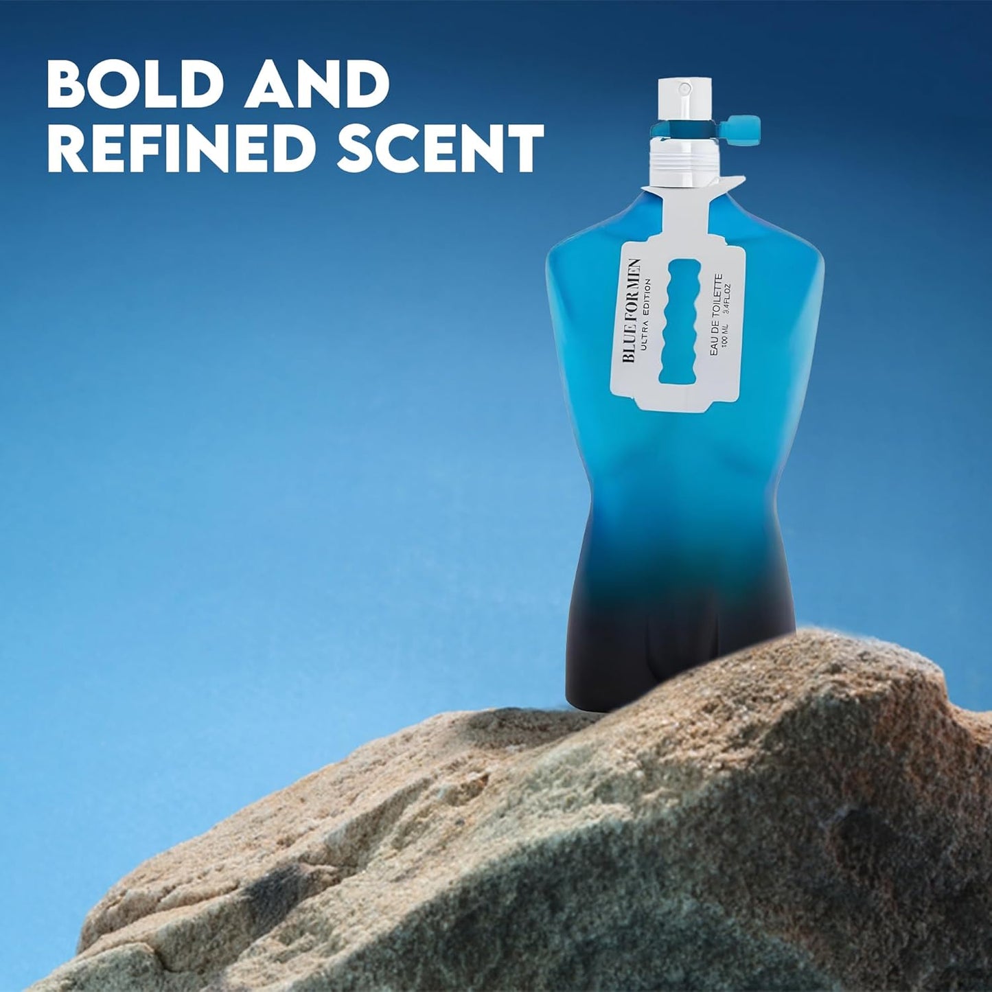 Blue For Men Ultra Sensual Woody Fragrance for Men | Long Lasting Cologne Aromatic Scent, Eau de Parfum Natural Spray - Great Holiday Gift, 3.4 Fl Oz/100 Ml