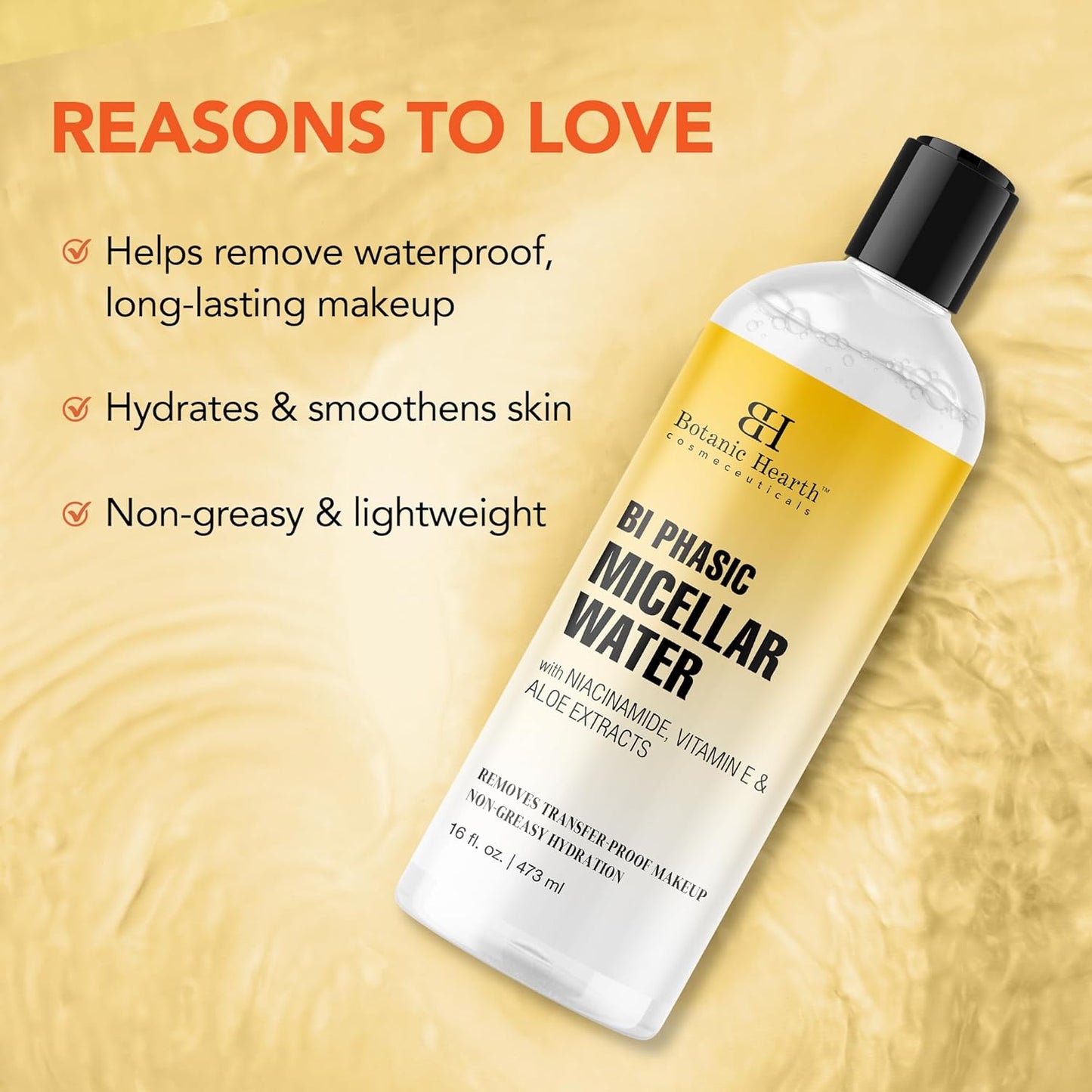 Botanic Hearth Bi|Phasic Micellar Water 16 Fl Oz | Gently Cleanses, Makeup Remover With Dual|Phase Formula, Suitable For All Skin Types